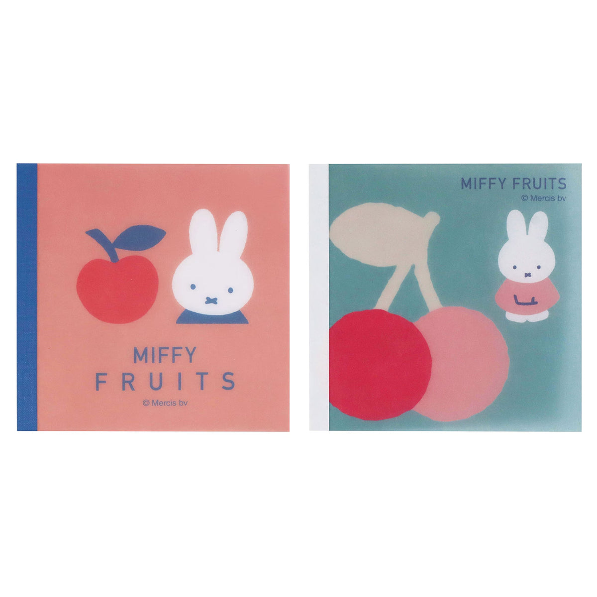 Kutsuwa Miffy Fruits Square Type Non-Sticky 100 Sheets Memo Pads (Pack of 2)