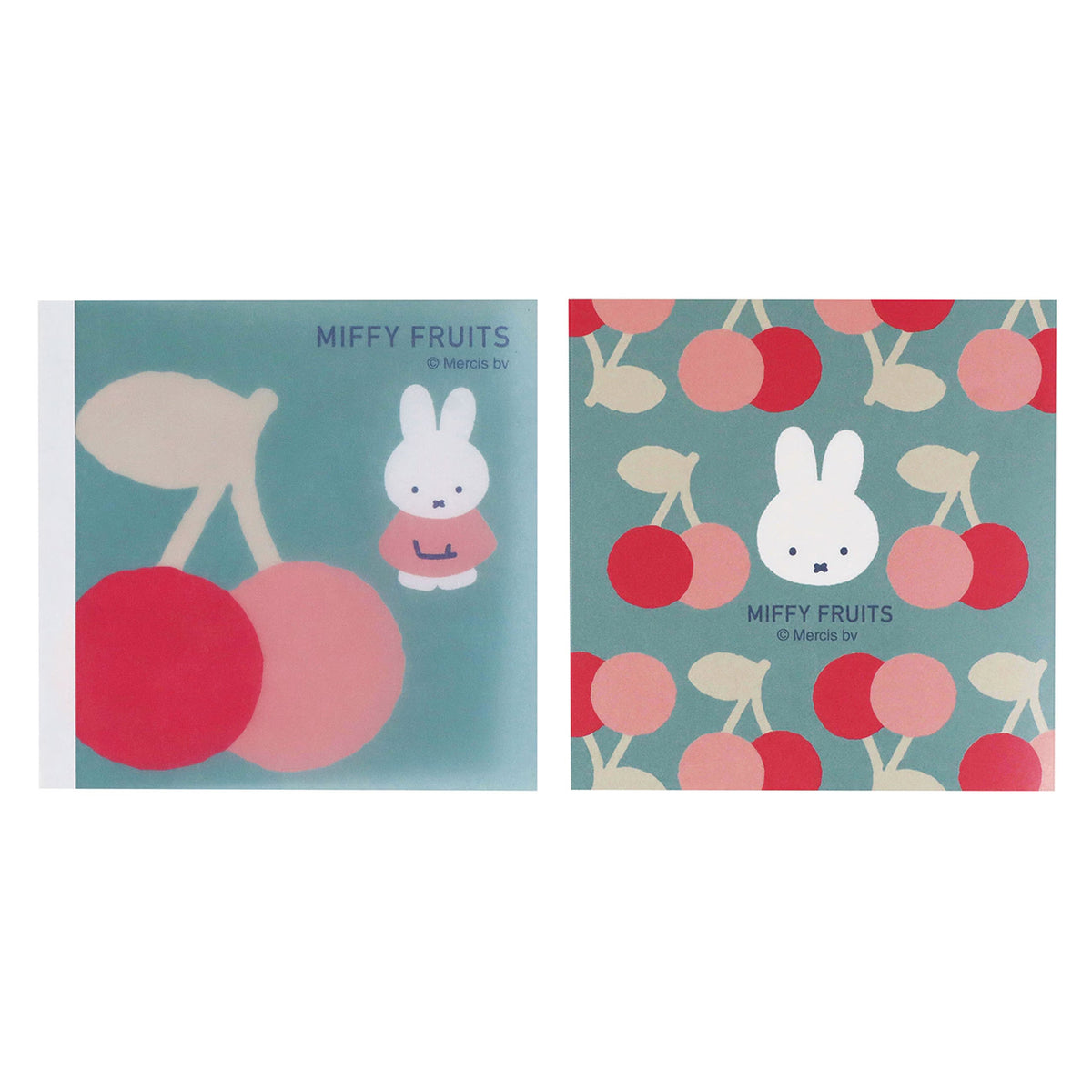 Kutsuwa Miffy Fruits Square Type Non-Sticky 100 Sheets Memo Pads (Pack of 2)