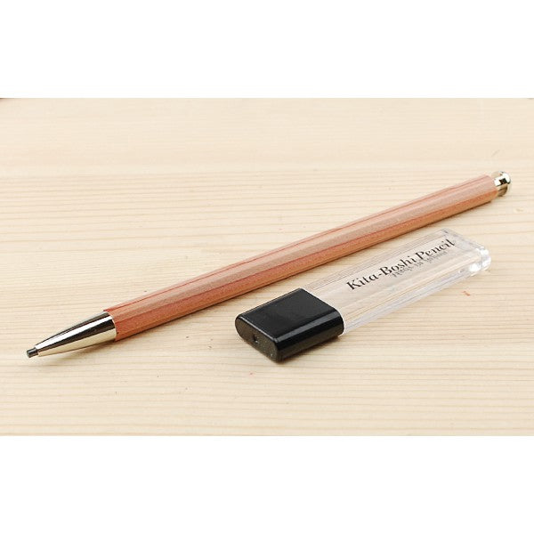 Kita-Boshi HOKUTO 2.0mm Wooden Barrel HB Clutch Pencil, with Lead Sharpener