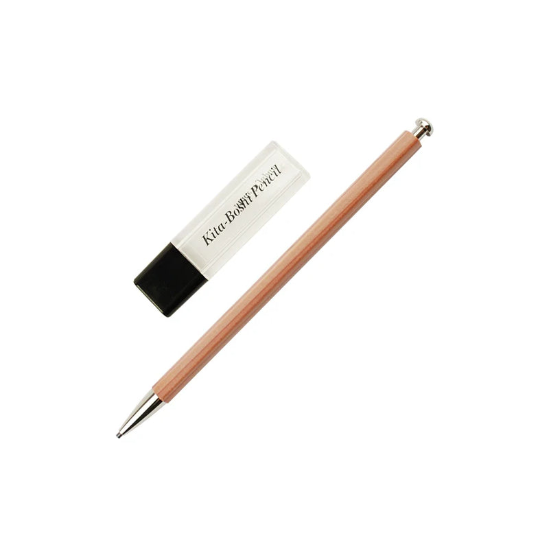Kita-Boshi HOKUTO 2.0mm Wooden Barrel HB Clutch Pencil, with Lead Sharpener