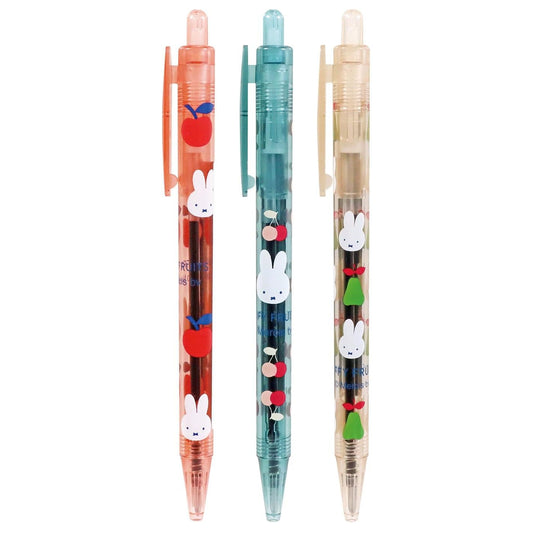 Kutsuwa Miffy Fruits 0.7mm Black Ink Ballpoint Pens (Pack of 3)