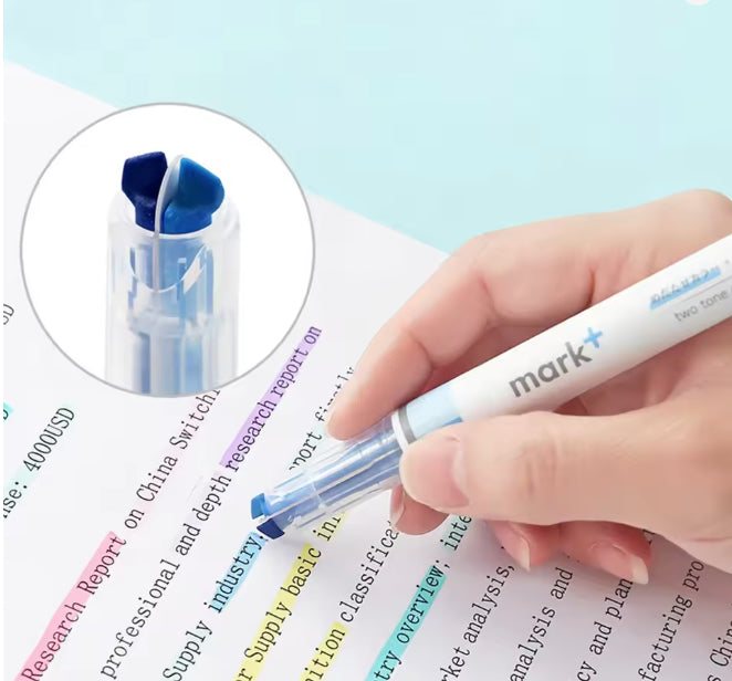 Kokuyo Mark+ 2-Tone Vivid 5-Colour Marker Highlighter Set