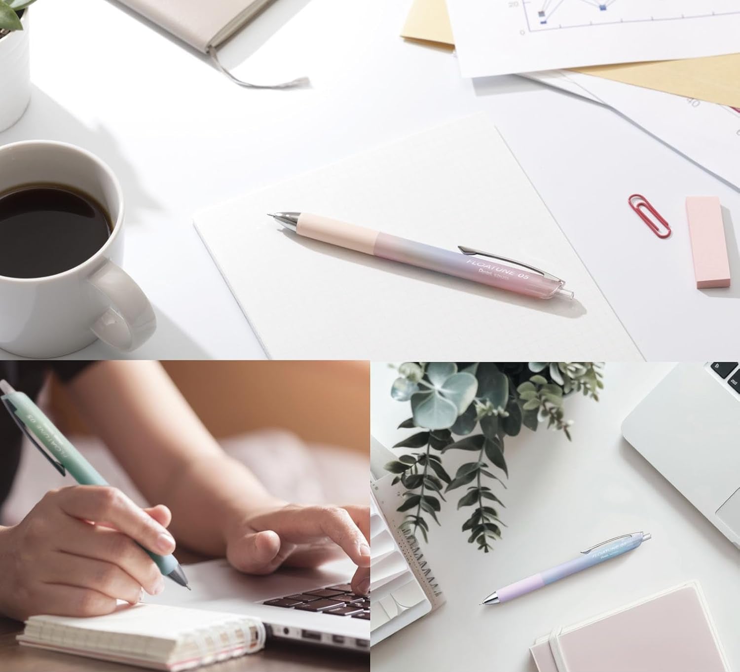 Pentel Airy Design FLOATUNE 0.5mm Black Ink Ballpoint Pens (Pack of 4)