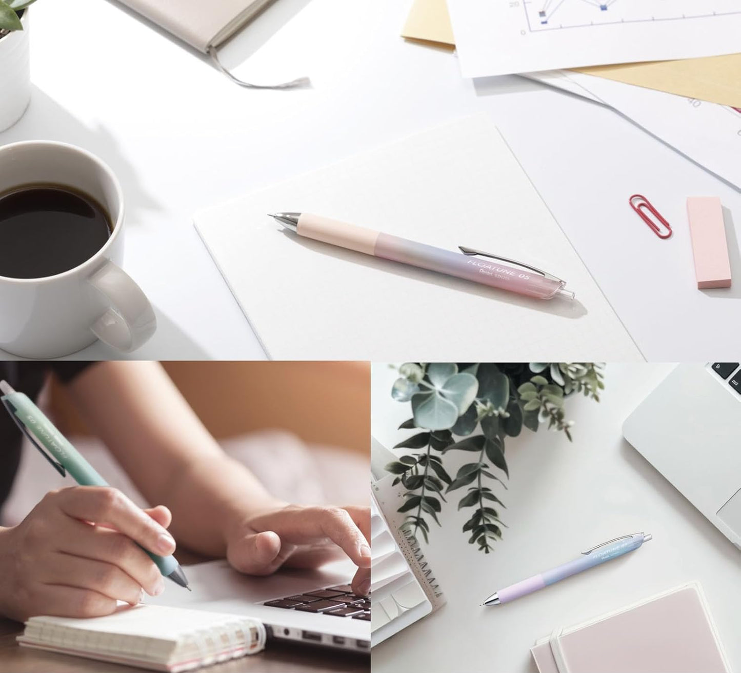 Pentel Airy Design FLOATUNE 0.5mm Black Ink Ballpoint Pens (Pack of 4)