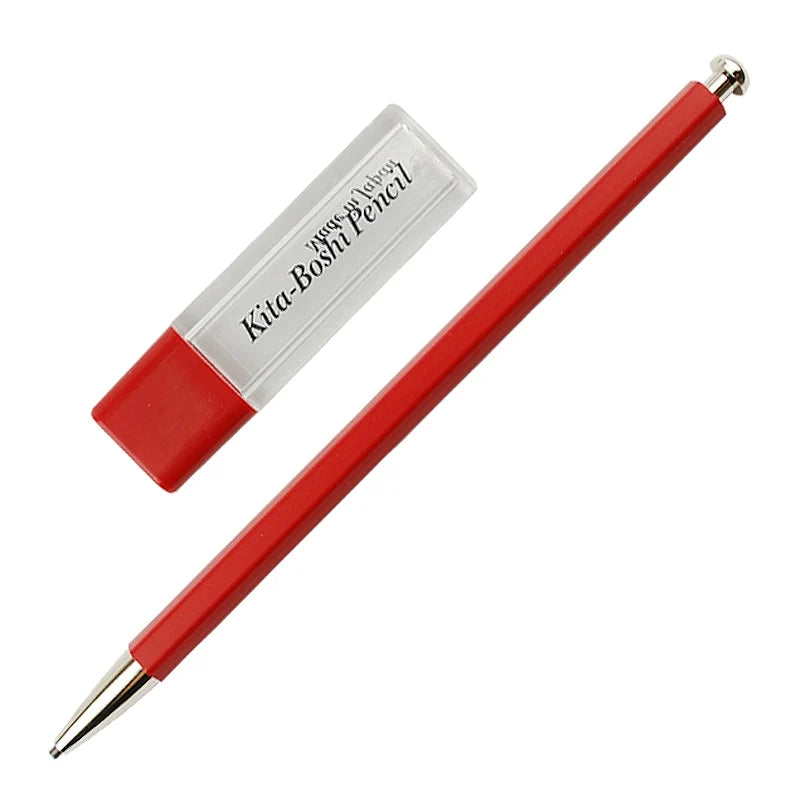 Kita-Boshi 2.0mm Wooden Madder Red Barrel Clutch Pencil, with Lead Sharpener, B