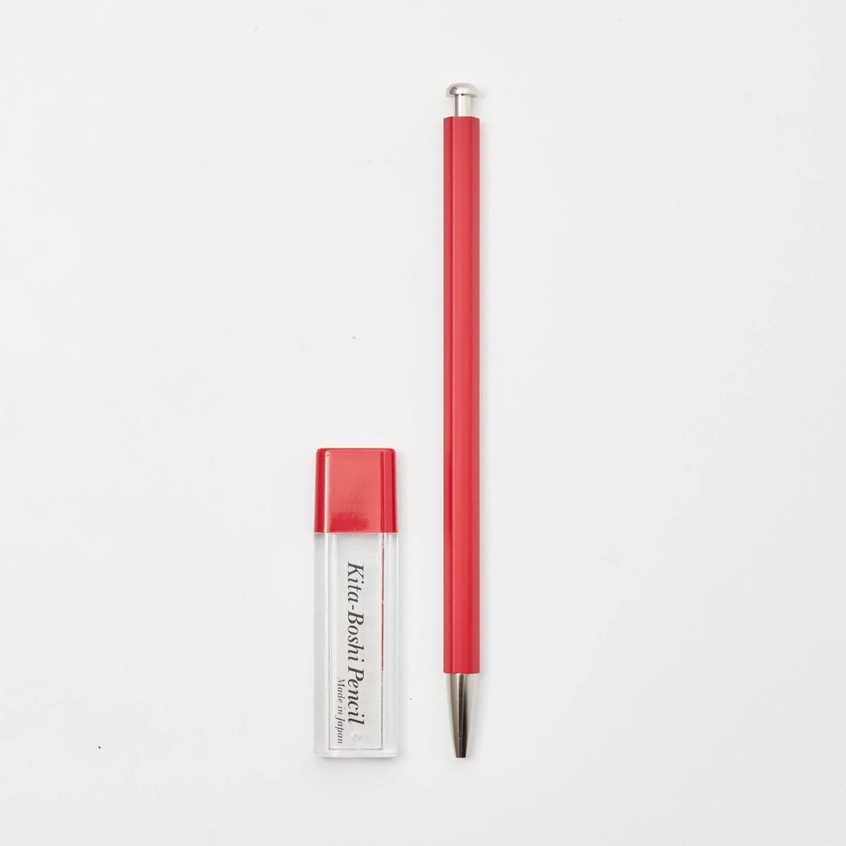Kita-Boshi 2.0mm Wooden Madder Red Barrel Clutch Pencil, with Lead Sharpener, B