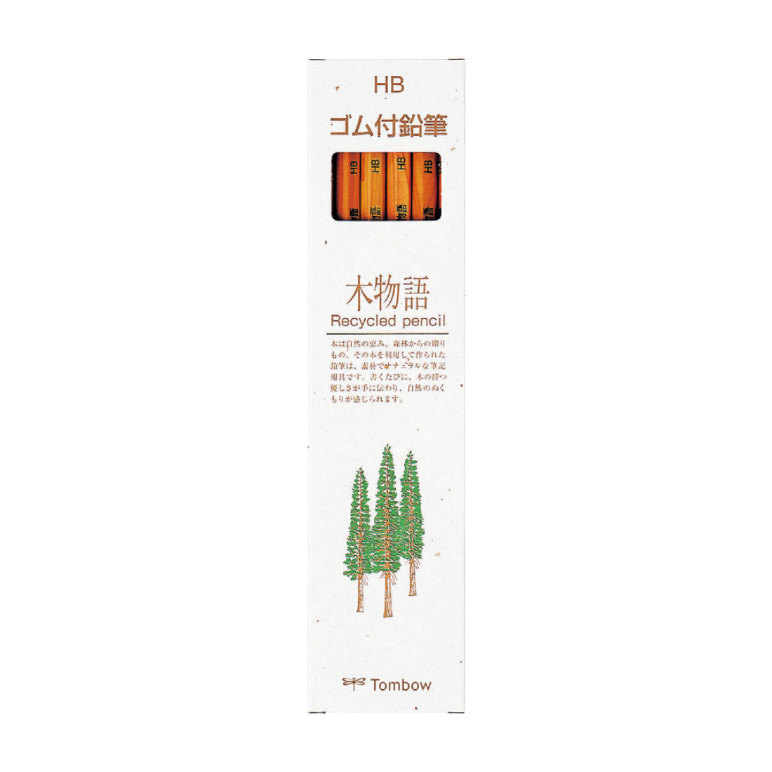 Tombow Kimonogatari Tree Story Hexagon Axis Eraser Tip Pencils (Pack of 12)