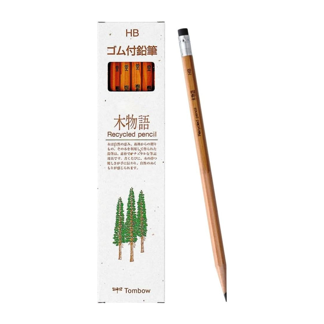 Tombow Kimonogatari Tree Story Hexagon Axis Eraser Tip Pencils (Pack of 12)