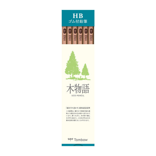 Tombow Kimonogatari Tree Story Hexagonal Eraser Tip ECO Pencils (Pack of 12)