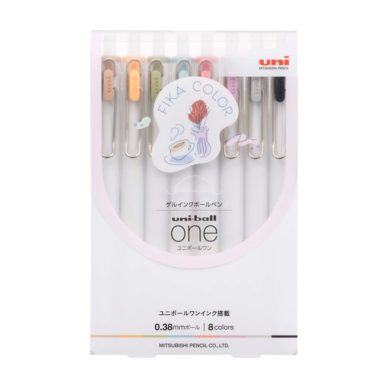 Uni one FIKA COLOR 0.38mm Gel Pens (Pack of 8)