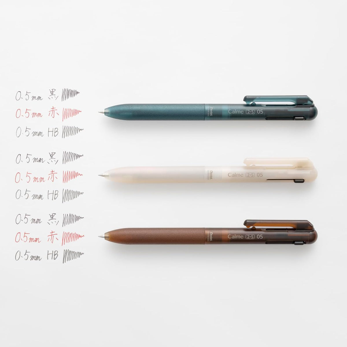 Pentel Relaxed Frost Series Calme 2S 0.5mm Multifunctional Pens (Pack of 3)