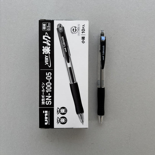 Uni Very Laknock Oil-based 0.5mm Retractable Ballpoint Pens (Pack of 10)
