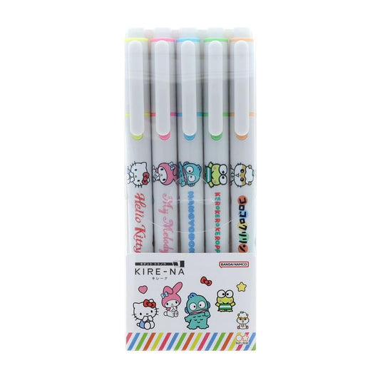Sun-Star Sanrio KIRE-NA Twin Tip Quick-drying Highlighters (Pack of 5)