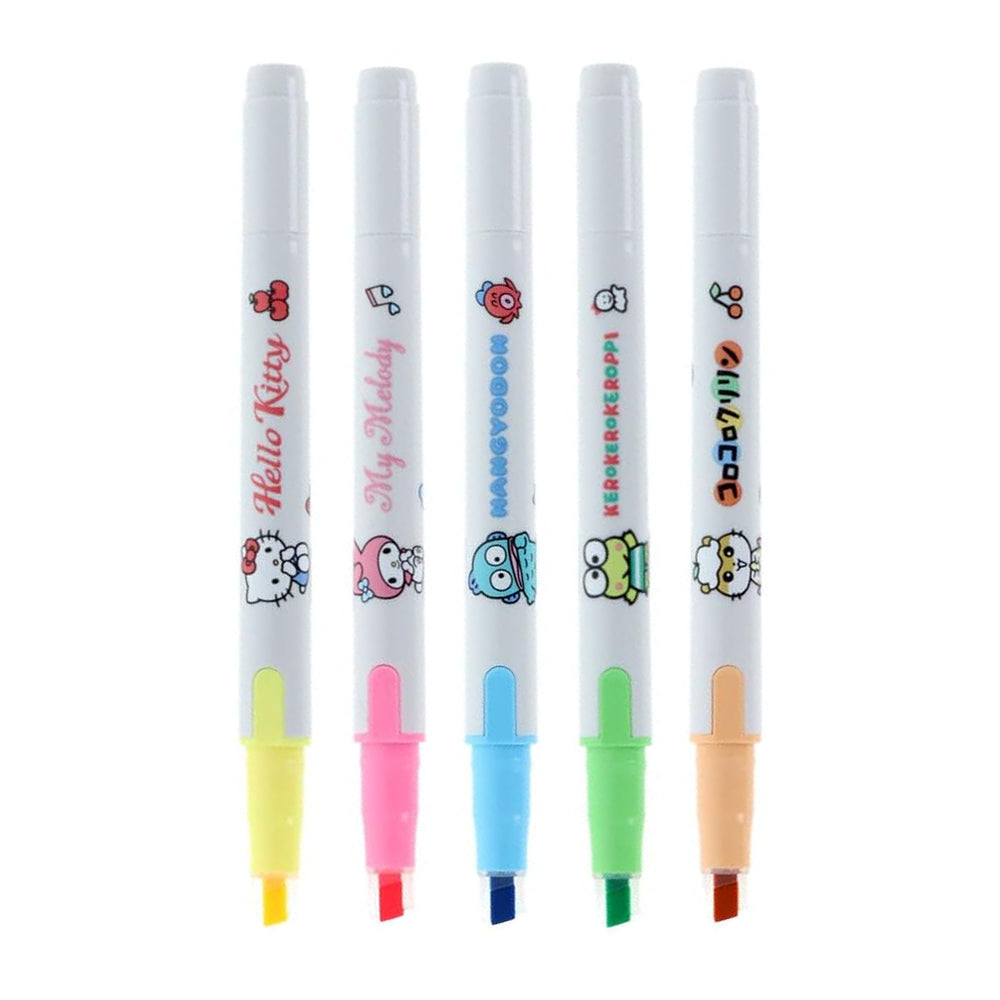 Sun-Star Sanrio KIRE-NA Twin Tip Quick-drying Highlighters (Pack of 5)