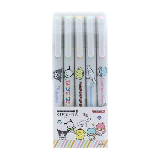 Sun-Star Sanrio KIRE-NA Twin Tip Quick-drying Highlighters (Pack of 5)