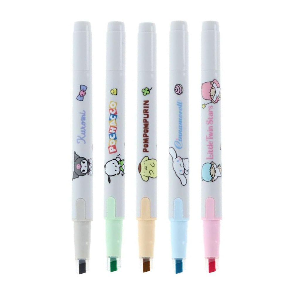 Sun-Star Sanrio KIRE-NA Twin Tip Quick-drying Highlighters (Pack of 5)
