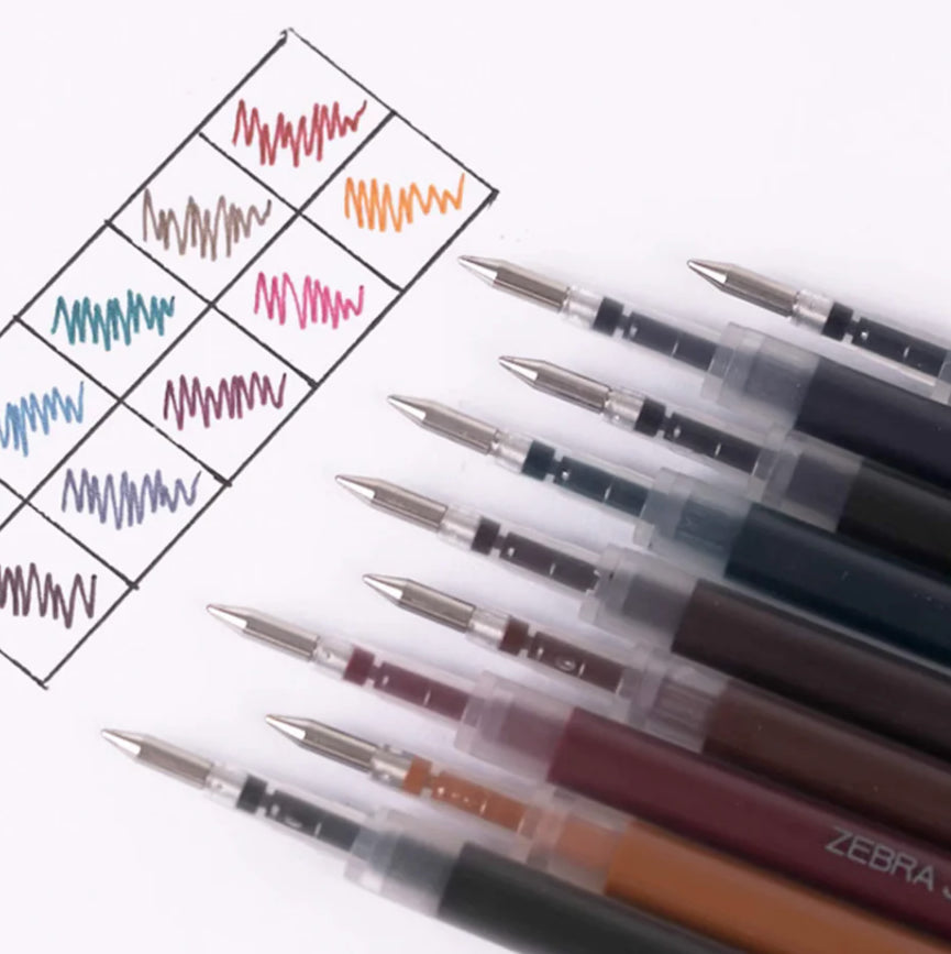 Zebra SARASA 0.5 mm Gel Ink Refills (Pack of 9), Colourful Version