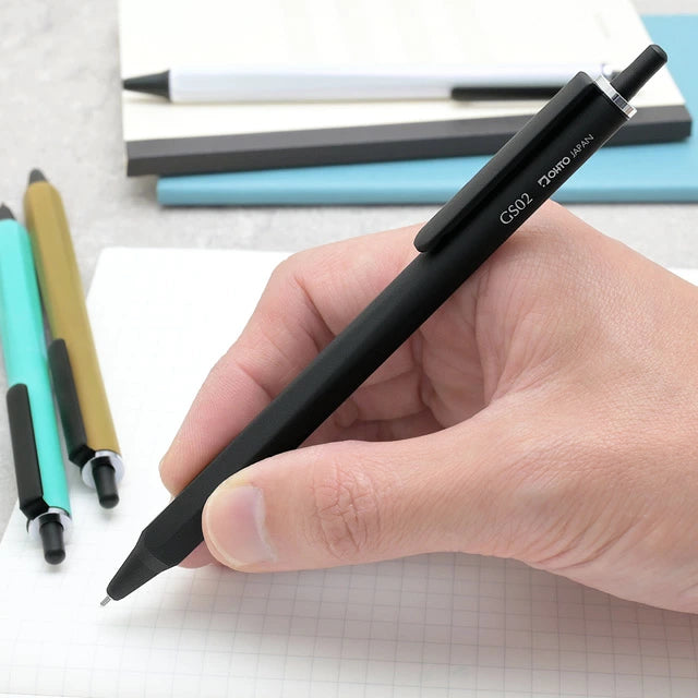 OHTO GS02 Quick Drying 0.5mm Hexagonal Grip Black Ink Roller Gel Pen
