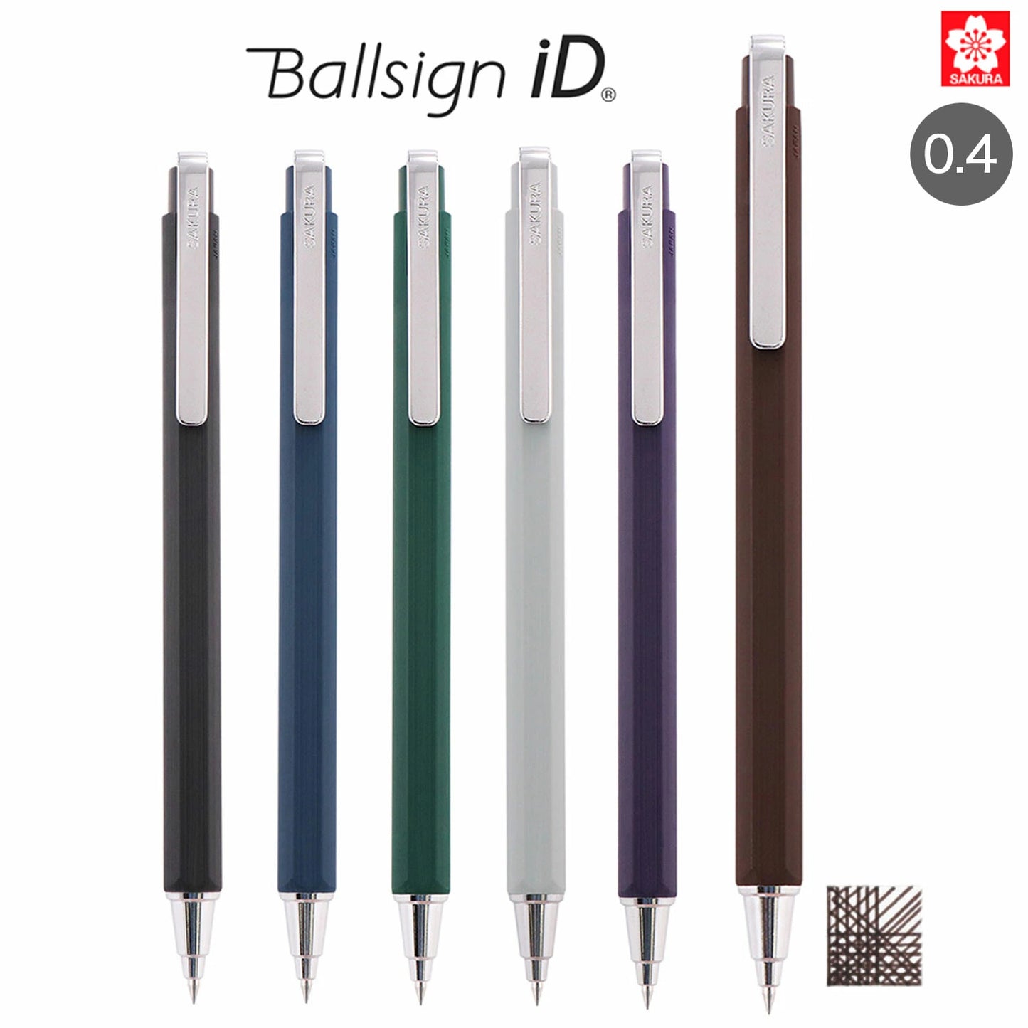 Sakura Ballsign iD 0.4mm Hexagonal Barrel Ballpoint Pens (Pack of 6)