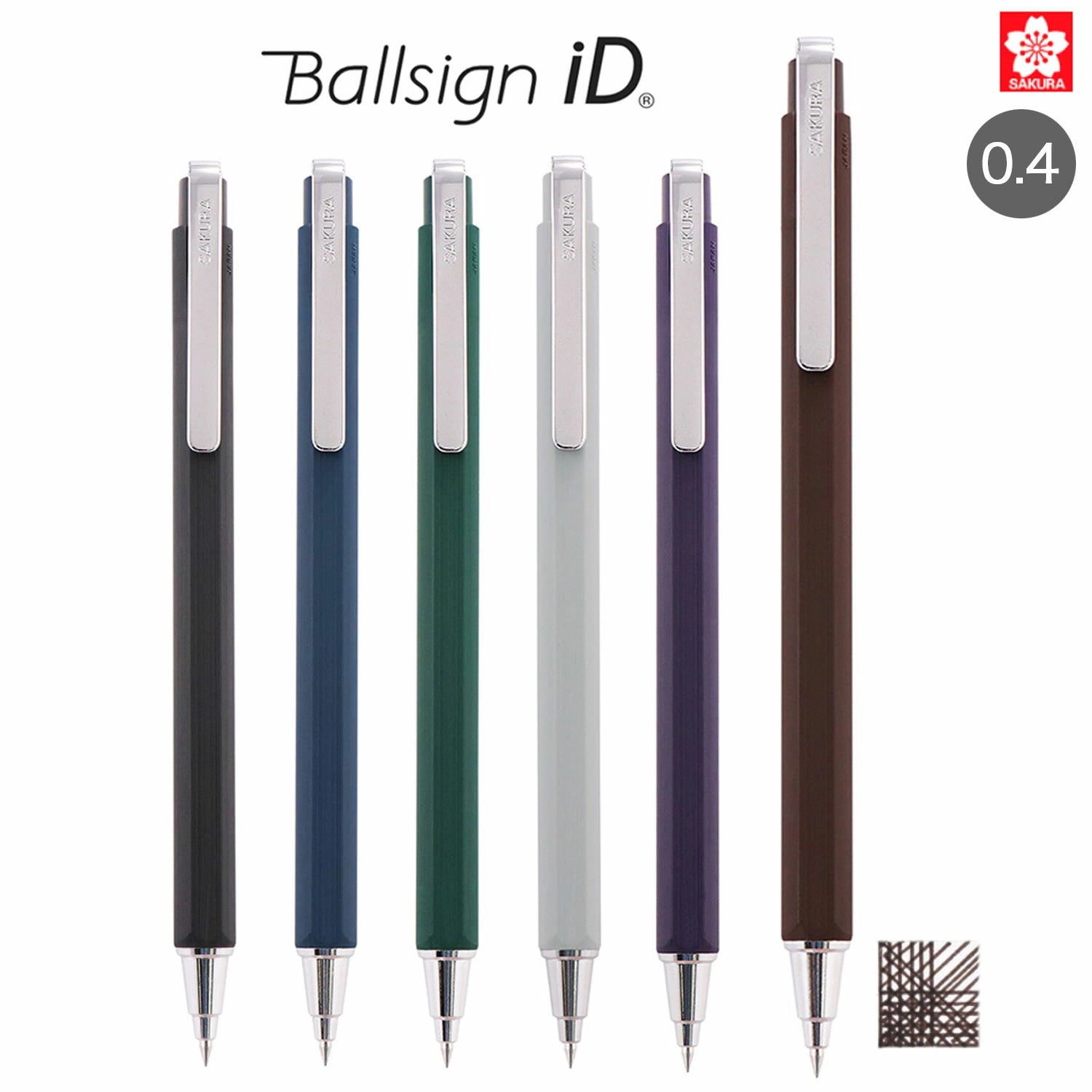 Sakura Ballsign iD 0.4mm Hexagonal Barrel Ballpoint Pens (Pack of 6)