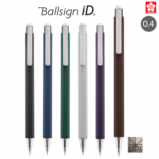 Sakura Ballsign iD 0.4mm Hexagonal Barrel Ballpoint Pens (Pack of 6)