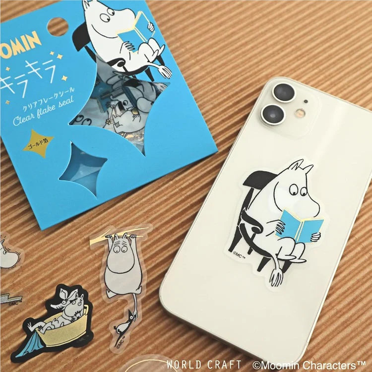 World Craft Moomin Characters Sparkling Clear Flake Stickers,10 Designs, 30pcs