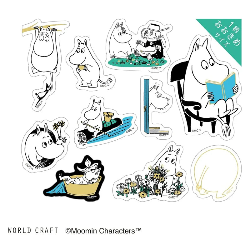 World Craft Moomin Characters Sparkling Clear Flake Stickers,10 Designs, 30pcs