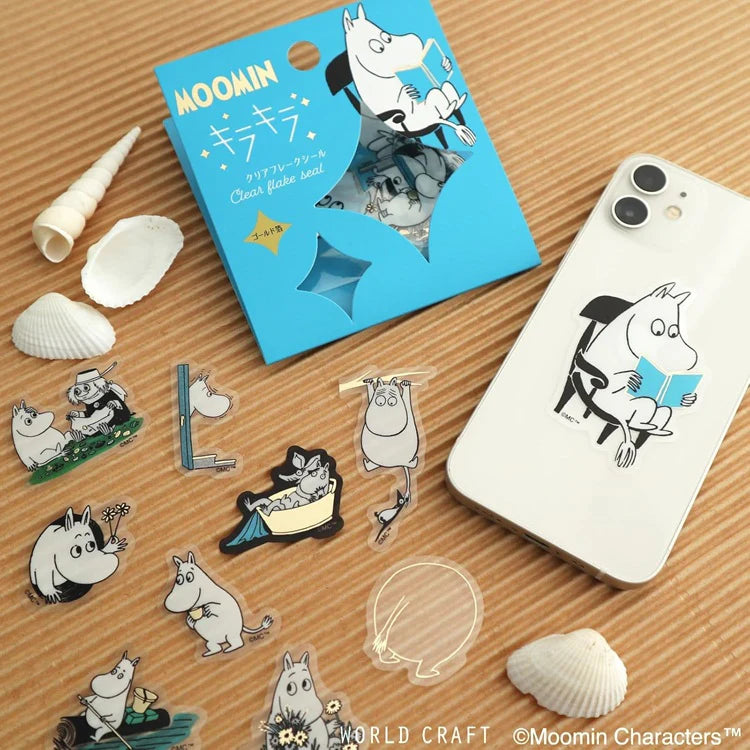World Craft Moomin Characters Sparkling Clear Flake Stickers,10 Designs, 30pcs