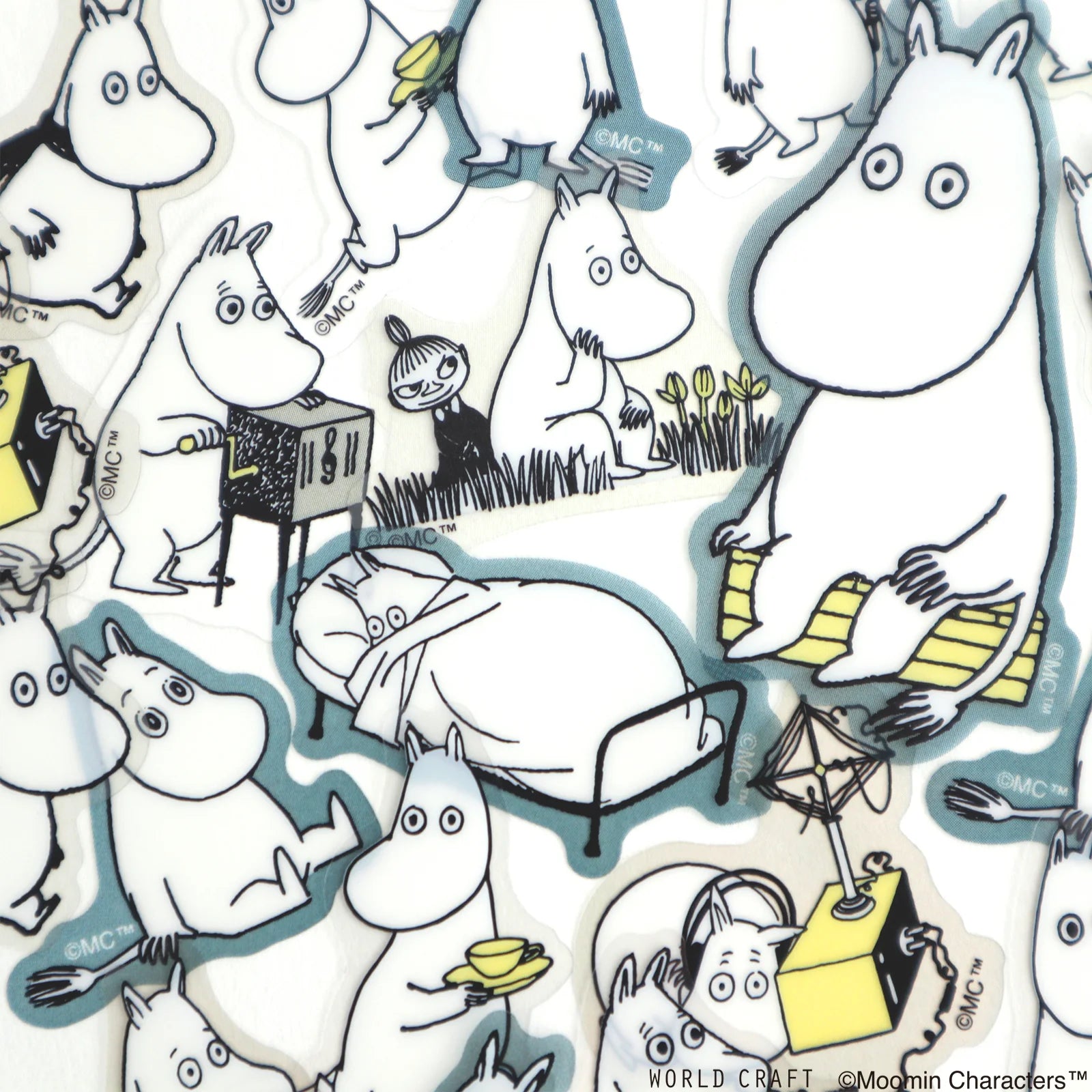 World Craft Moomin Face Series Die-cut Flake Stickers,12 Designs, 36pcs