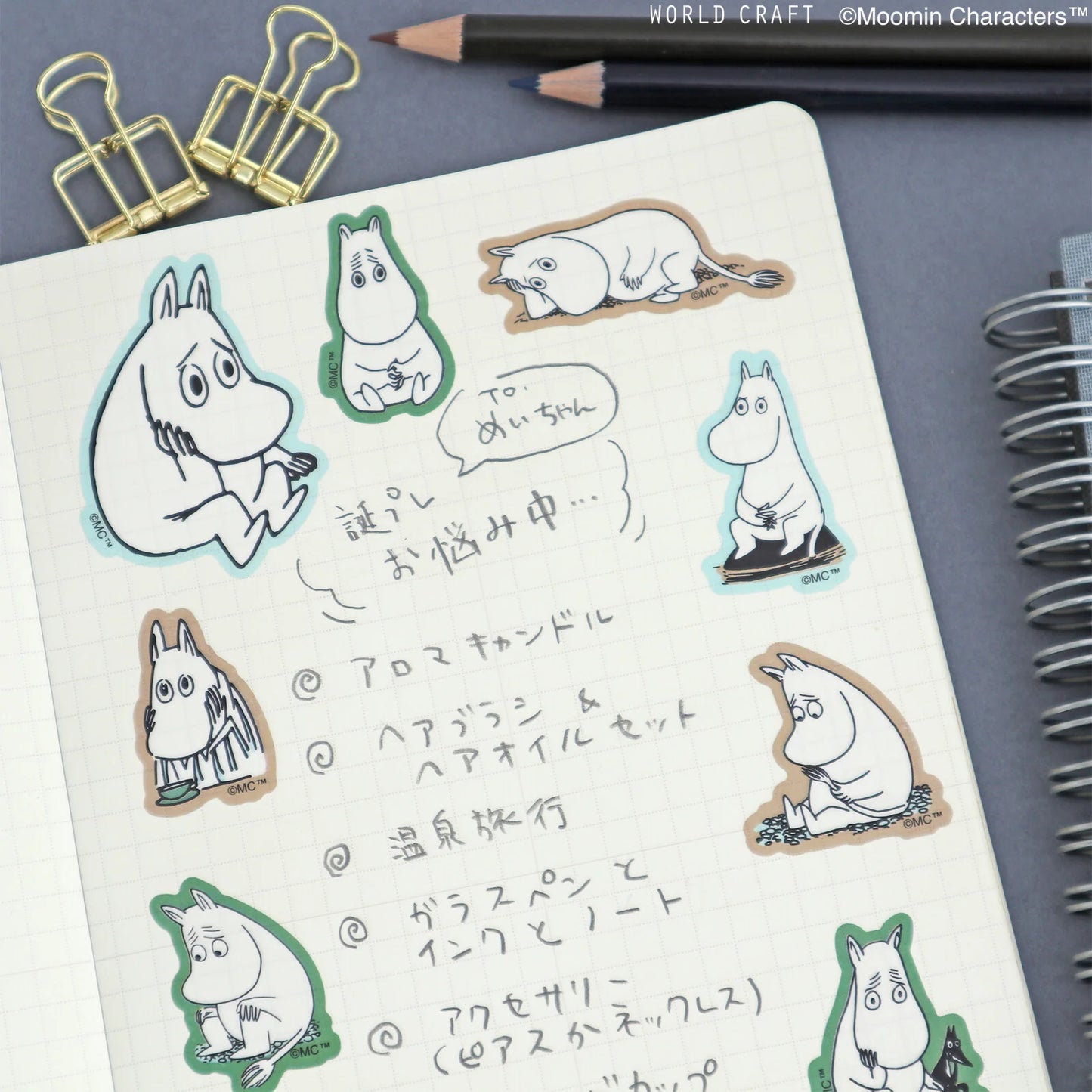 World Craft Moomin Face Series Die-cut Flake Stickers,12 Designs, 36pcs