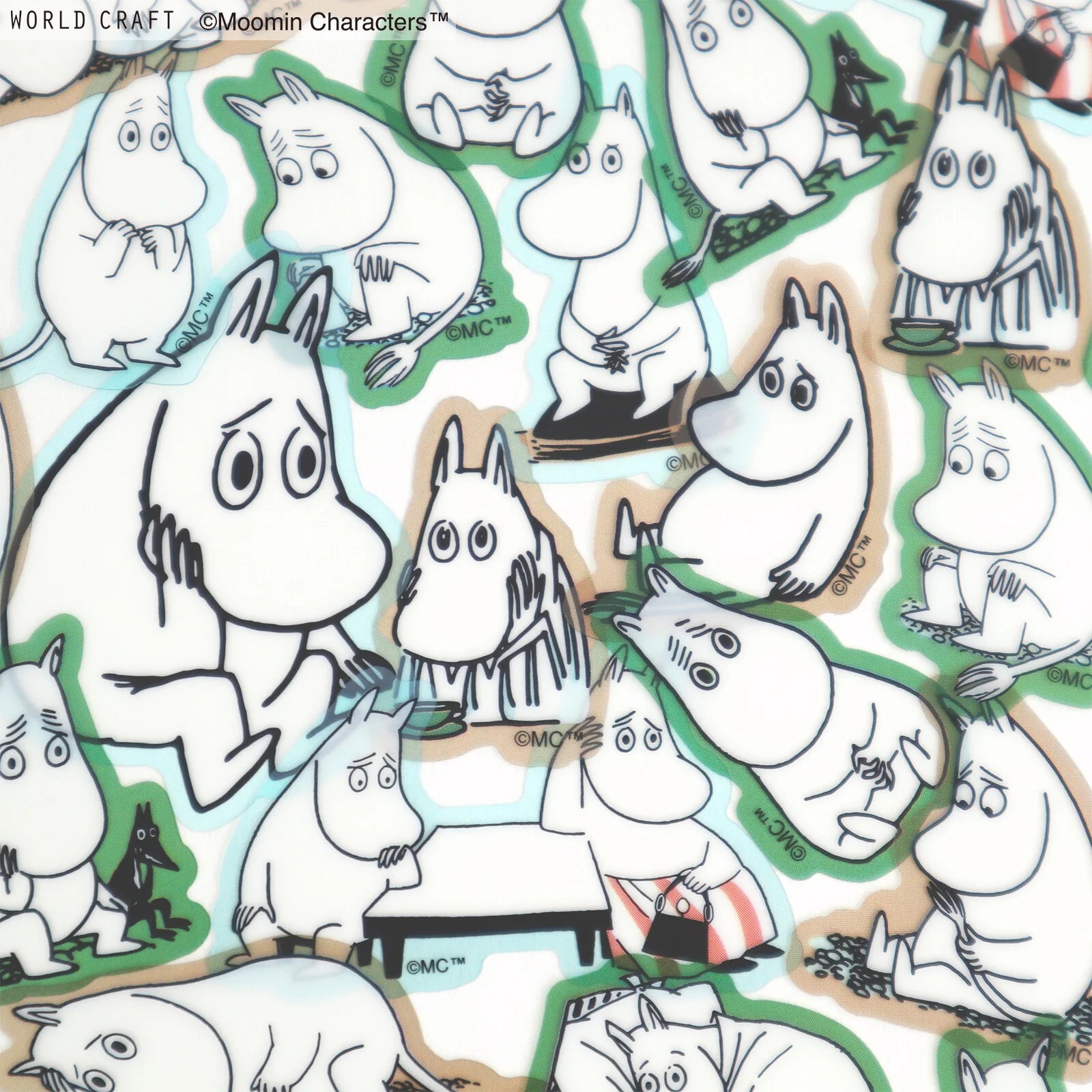 World Craft Moomin Face Series Die-cut Flake Stickers,12 Designs, 36pcs