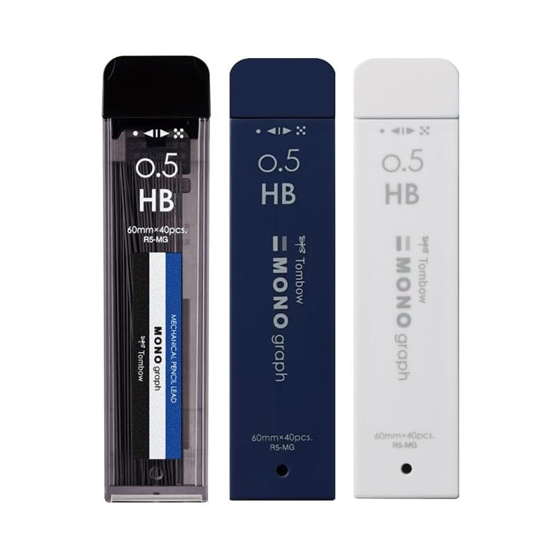 Tombow MONO graph MG 0.5mm HB Refill Leads, 40 leads per tube (3 tubes)