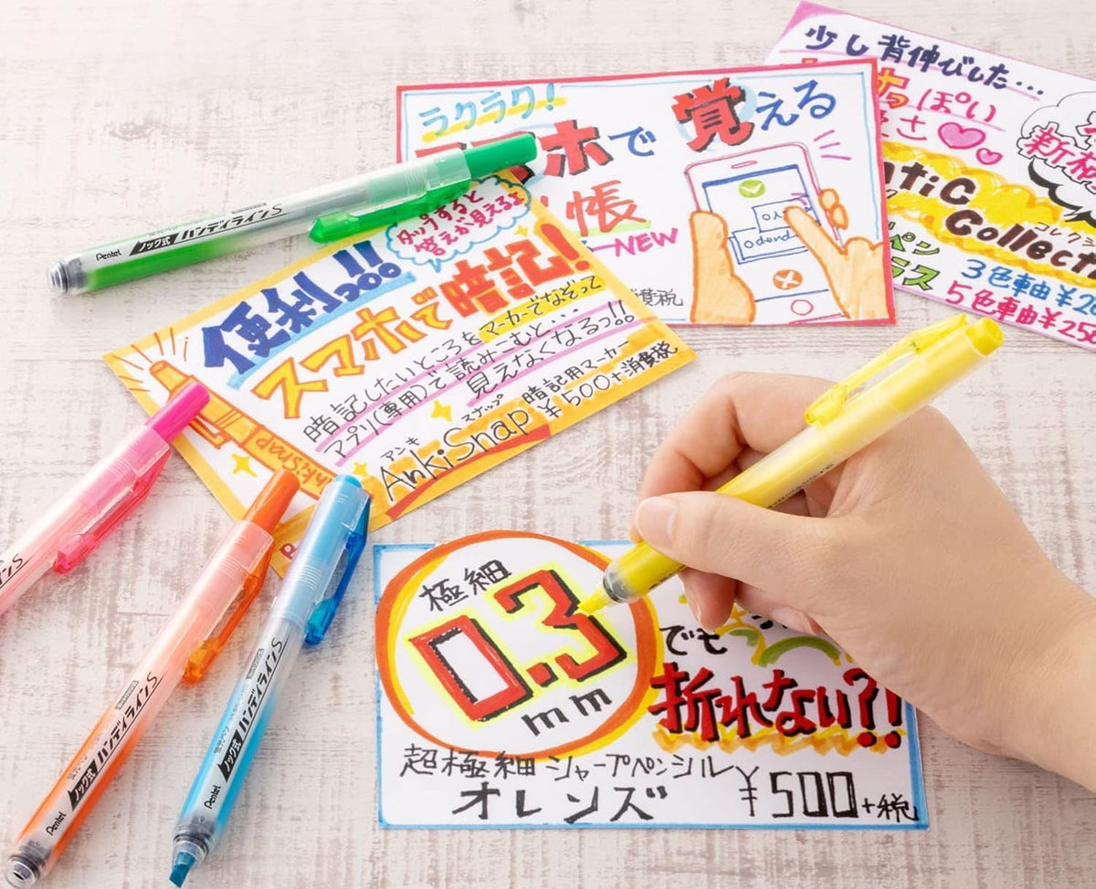 Pentel Handy-line S Retractable & Refillable Highlighters (5 Colours)