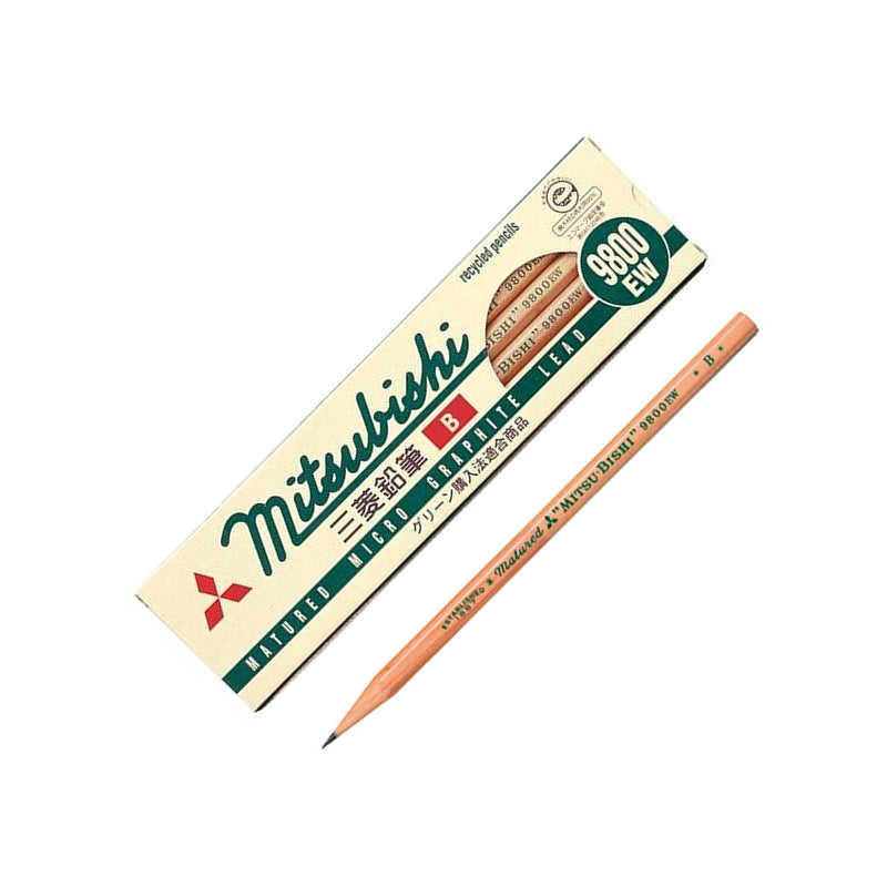 Uni 9800EW Hexagon Axis Mitsubishi Recycled Pencils (Pack of 12)