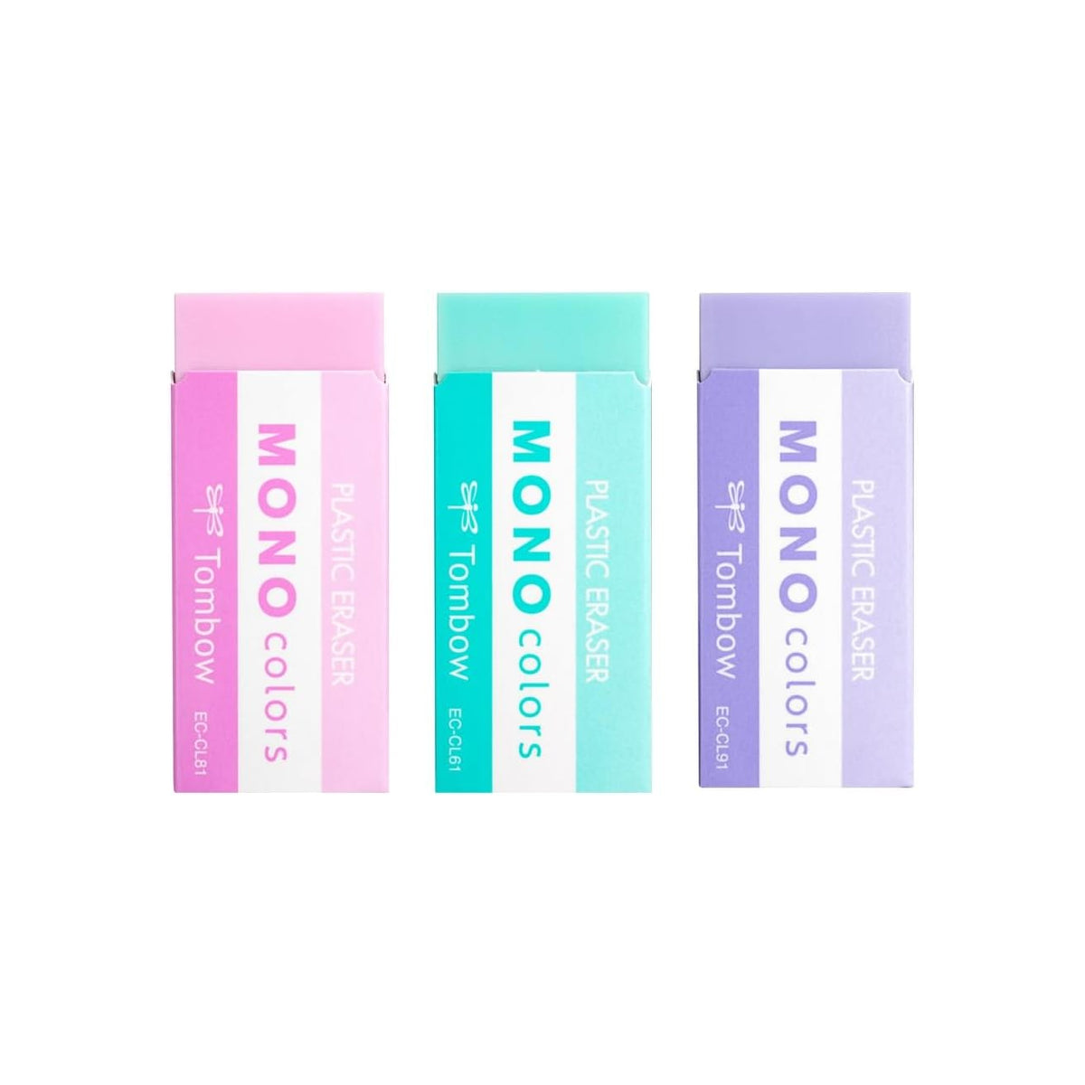 Tombow MONO colors Plastic Erasers (Pack of 3)