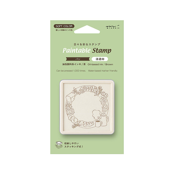 MIDORI Soft Color Paintable Pre-inked Oil Based Brown Ink Stamp