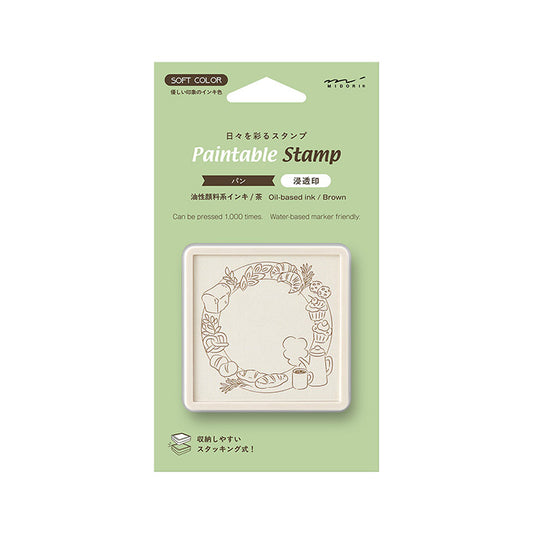 MIDORI Soft Color Paintable Pre-inked Oil Based Brown Ink Stamp