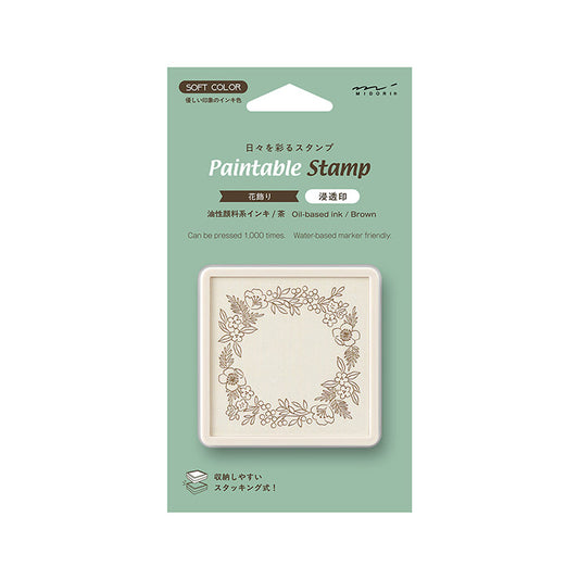 MIDORI Soft Color Paintable Pre-inked Oil Based Brown Ink Stamp