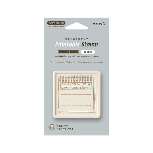 MIDORI Soft Color Paintable Pre-inked Oil Based Brown Ink Stamp