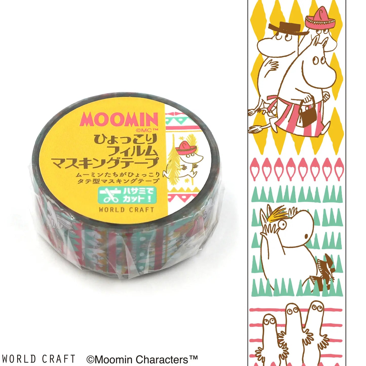 World Craft Moomin Characters Clear Film Masking Tape, 15mm x 5m