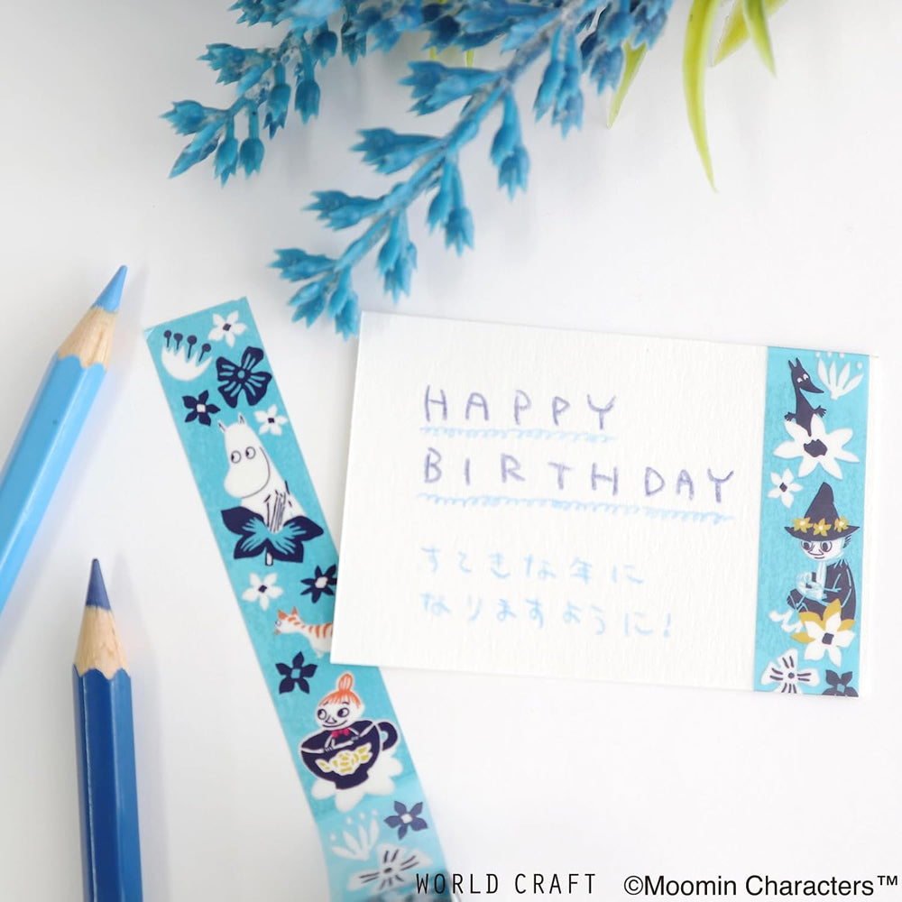 World Craft Moomin Characters Clear Film Masking Tape, 15mm x 5m