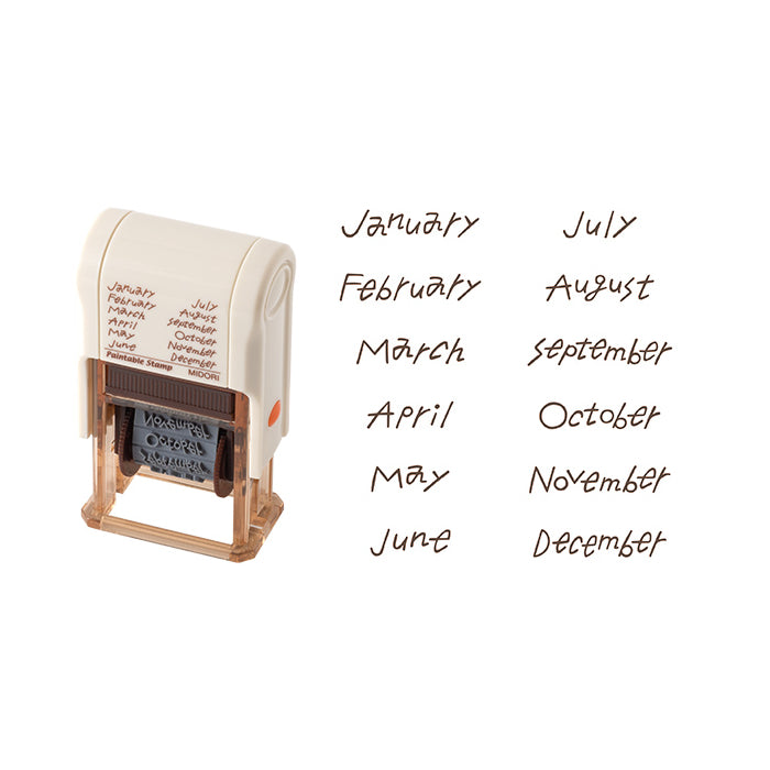 MIDORI Paintable Pre-inked Rotating Oil Based Brown Ink Stamp (12 Designs)