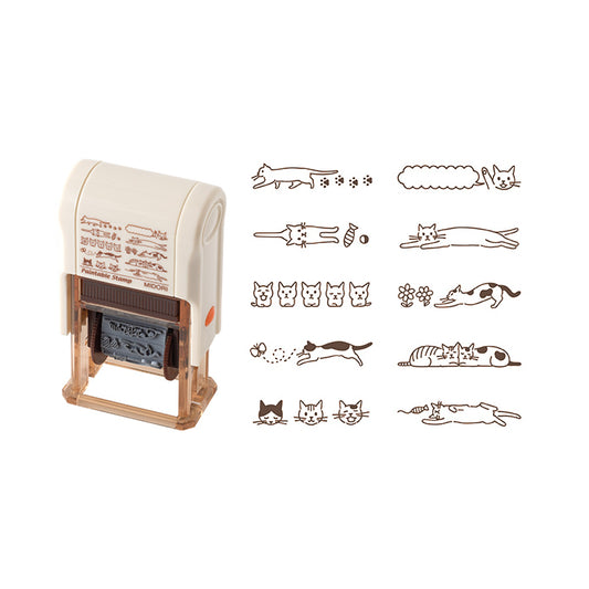 MIDORI Paintable Pre-inked Rotating Oil Based Brown Ink Stamp (10 Designs)