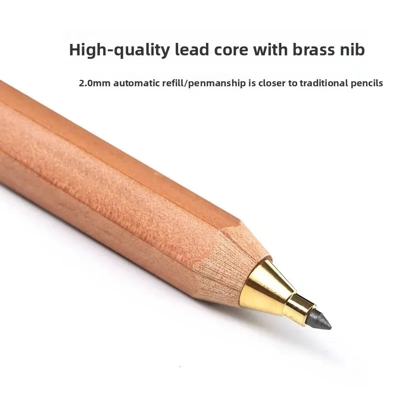 OHTO WN03 Retro-Style 2.0mm Wooden Barrel Mechanical Pencil with Eraser