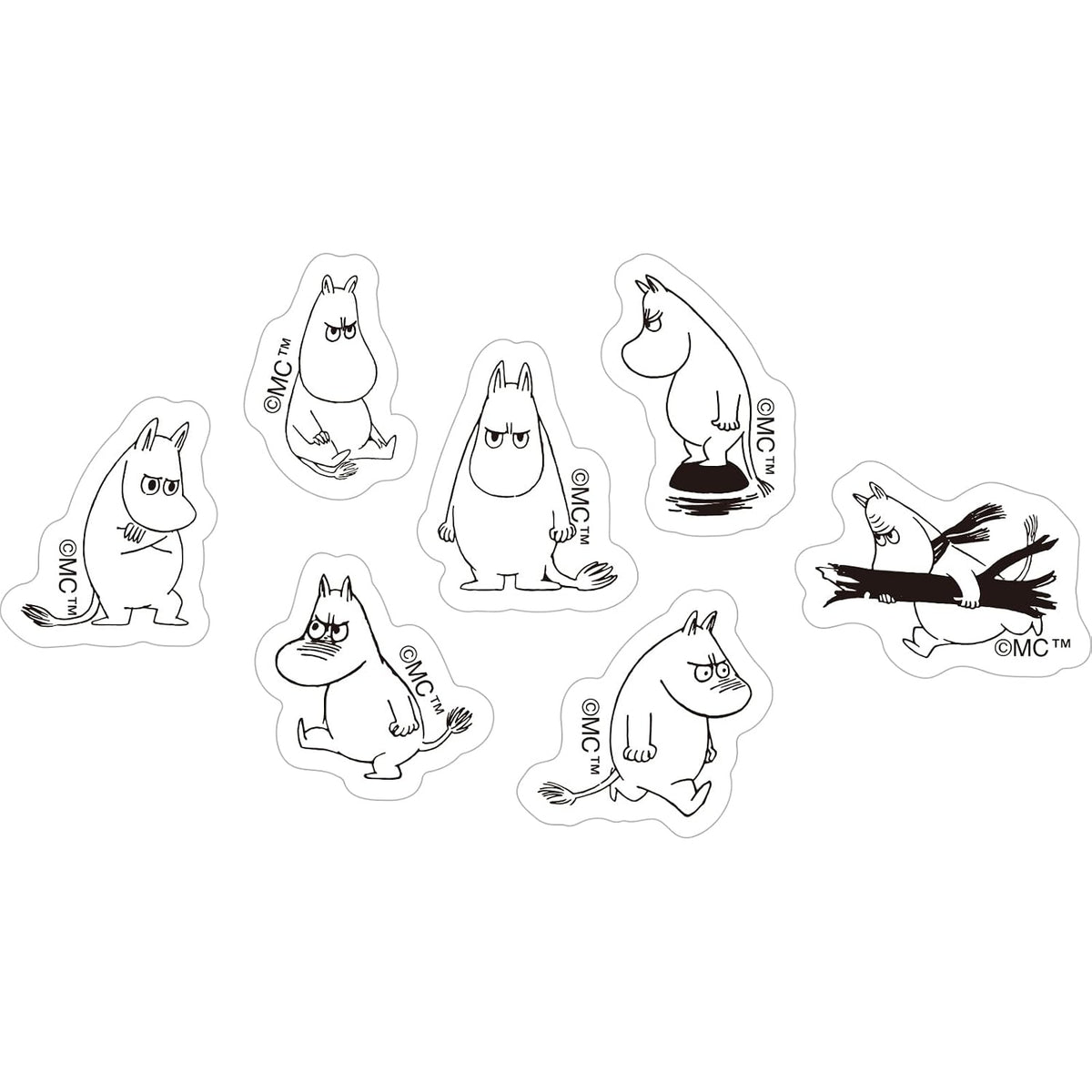 World Craft Moomin Face Series Die Cut Sticker Sheet, 7 Designs, 27pcs