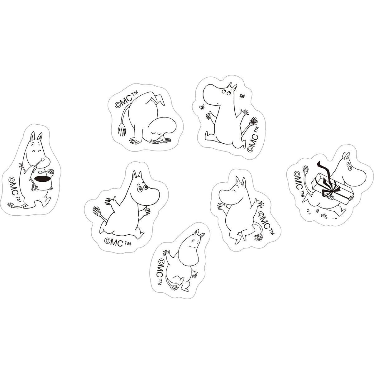 World Craft Moomin Face Series Die Cut Sticker Sheet, 7 Designs, 30pcs