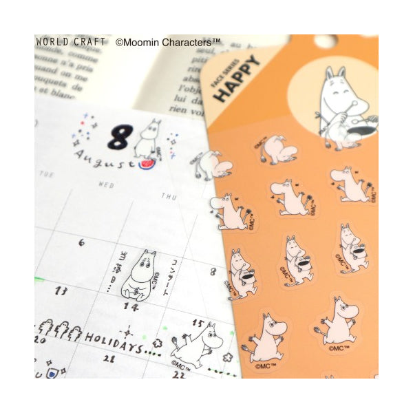 World Craft Moomin Face Series Die Cut Sticker Sheet, 7 Designs, 30pcs