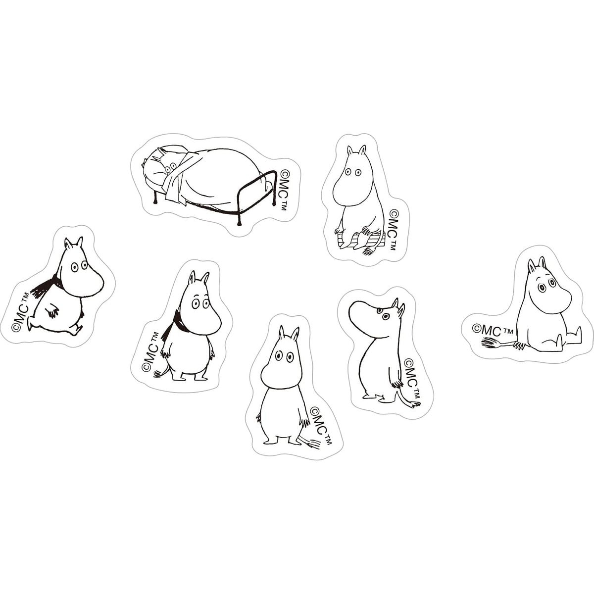 World Craft Moomin Face Series Die Cut Sticker Sheet, 7 Designs, 30pcs