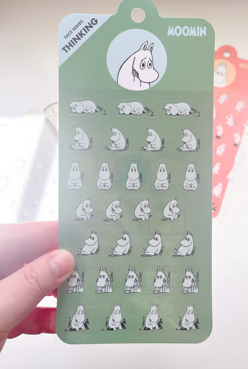 World Craft Moomin Face Series Die Cut Sticker Sheet, 7 Designs, 29pcs