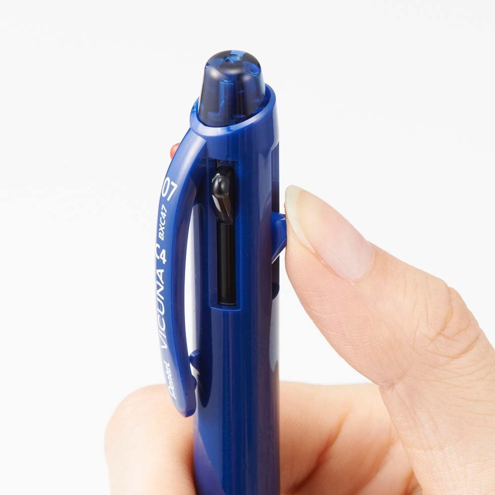Pentel VICUNA 0.7mm Black Blue Red Green 4-Colour Ballpoint Pens (Pack of 4)